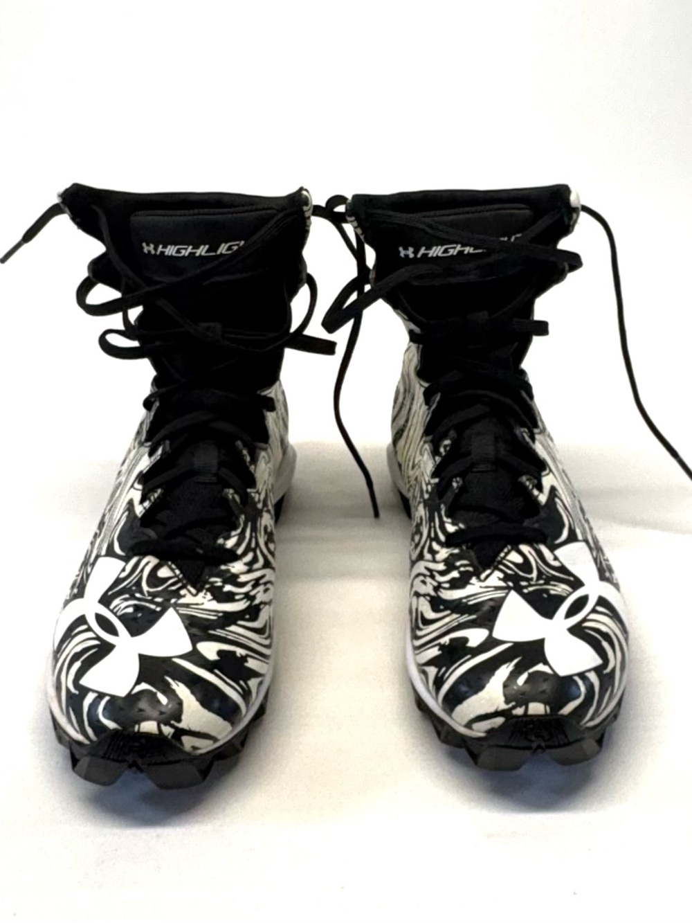 Under Armour Highlight Lux RM Cleats Black White Swirl Youth 6Y / Women’s 7.5